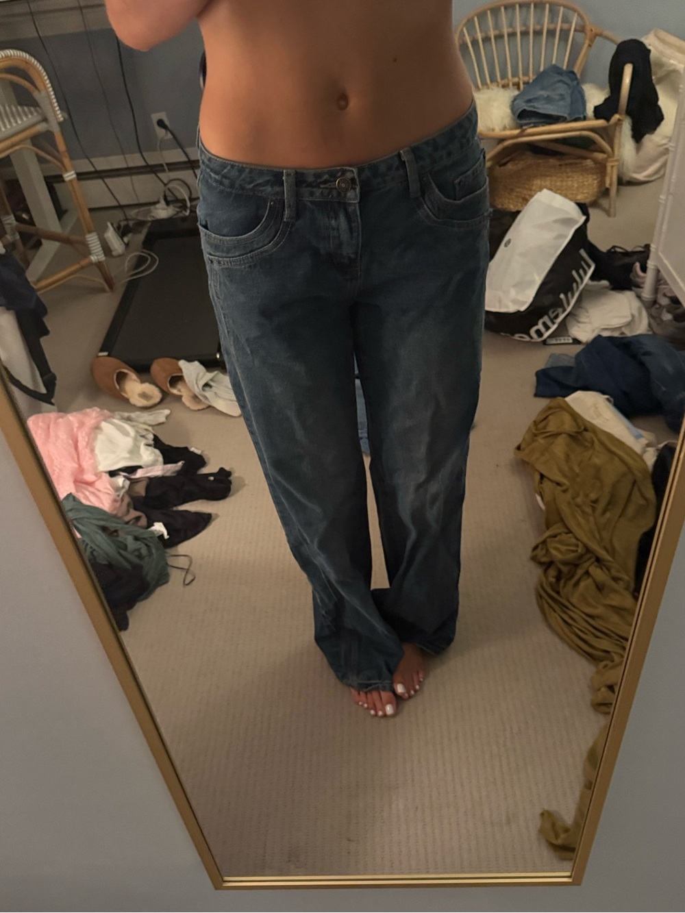Edikted low rise wide leg jean in Dark Blue Wash
